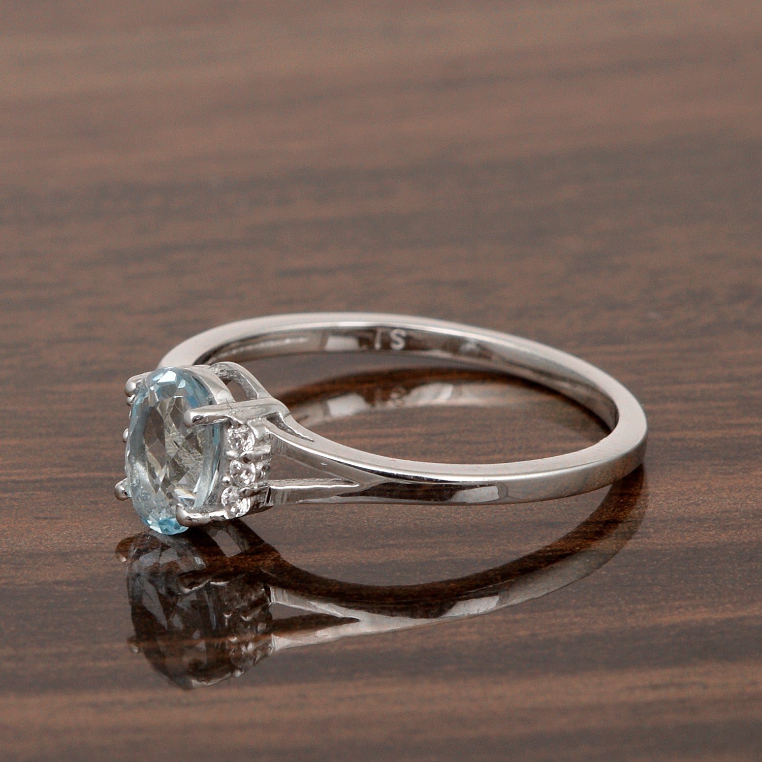 0.65 Ctw Oval Blue Topaz 925 Sterling Silver Solitaire Accents Women Wedding Ring - Kimaya INC