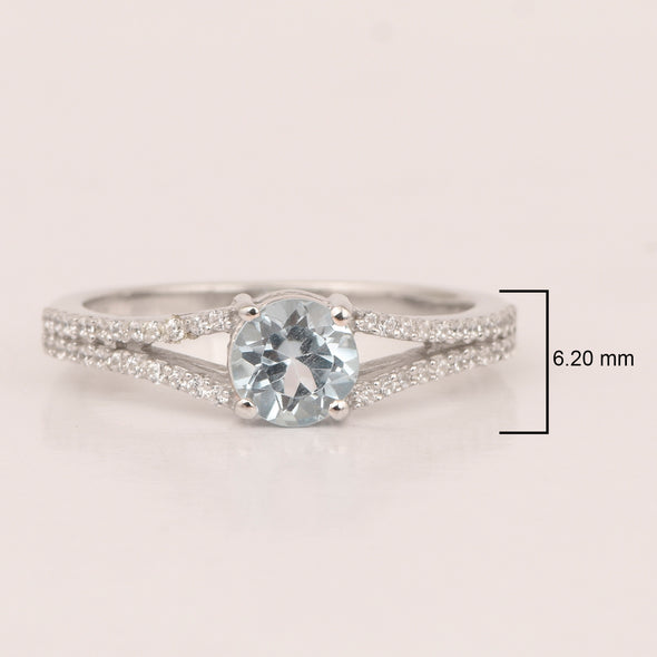 Round 0.85 Ctw Blue Topaz Birthstone 925 Sterling Silver Cluster Women Ring - Kimaya INC