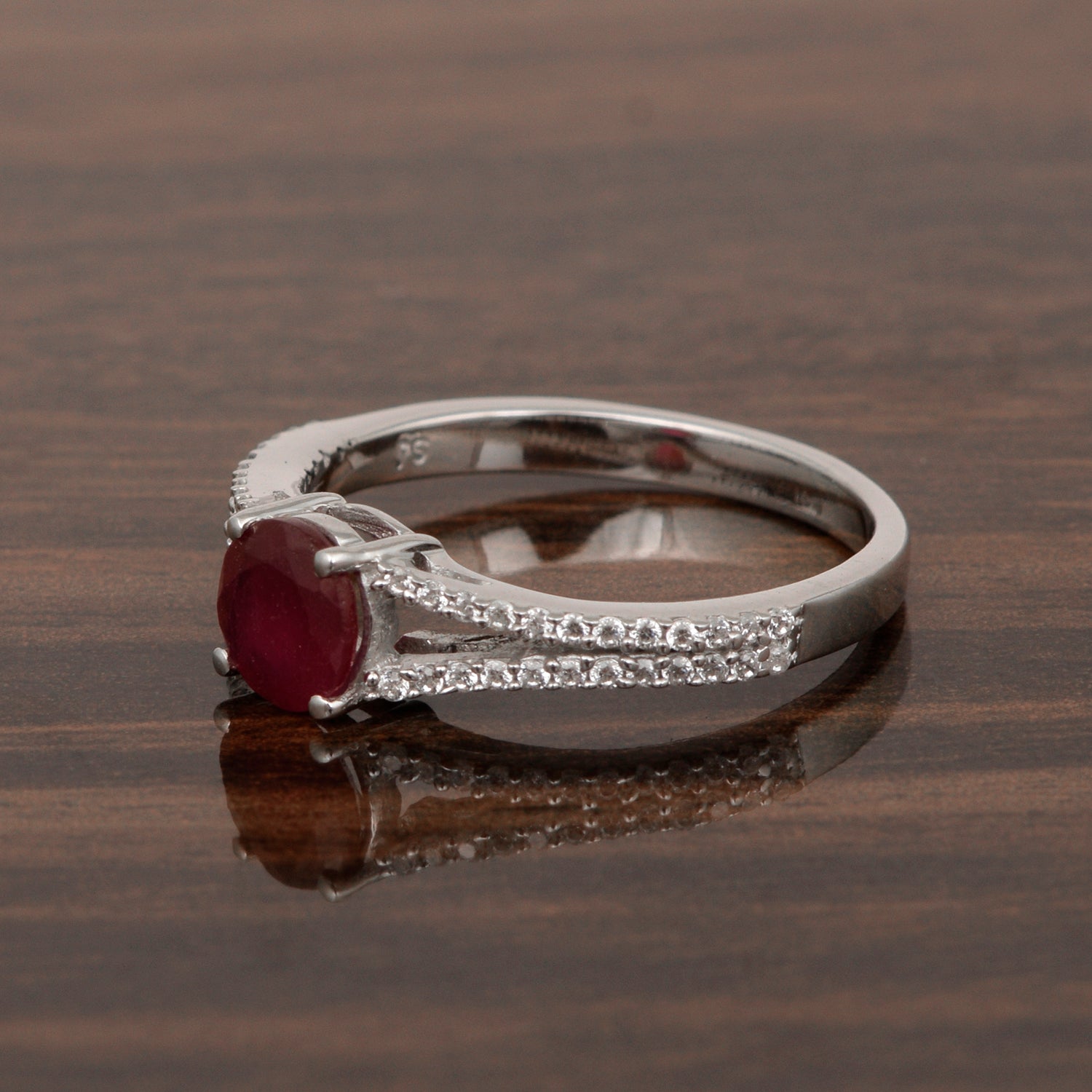 Round 0.85 Ctw Ruby Birthstone 925 Sterling Silver Cluster Women Ring - Kimaya INC