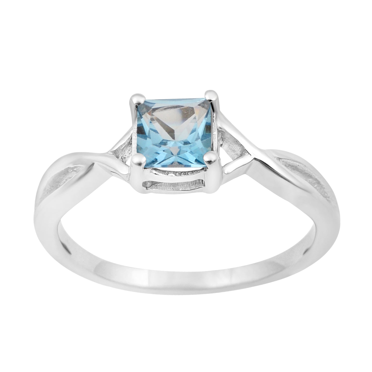 Square 5MM Blue Topaz Gemstone 925 Sterling Silver Celtic Knot Solitaire Ring - Kimaya INC