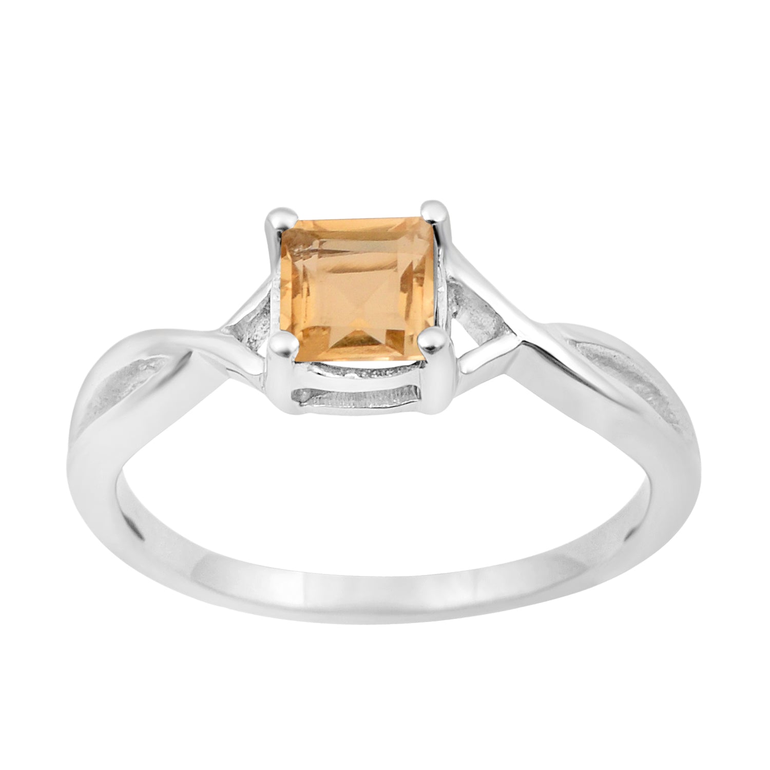 Square 5MM Citrine Gemstone 925 Sterling Silver Celtic Knot Solitaire Ring - Kimaya INC