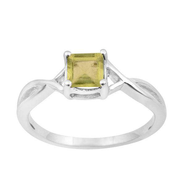 Square 5MM Peridot Gemstone 925 Sterling Silver Celtic Knot Solitaire Ring - Kimaya INC