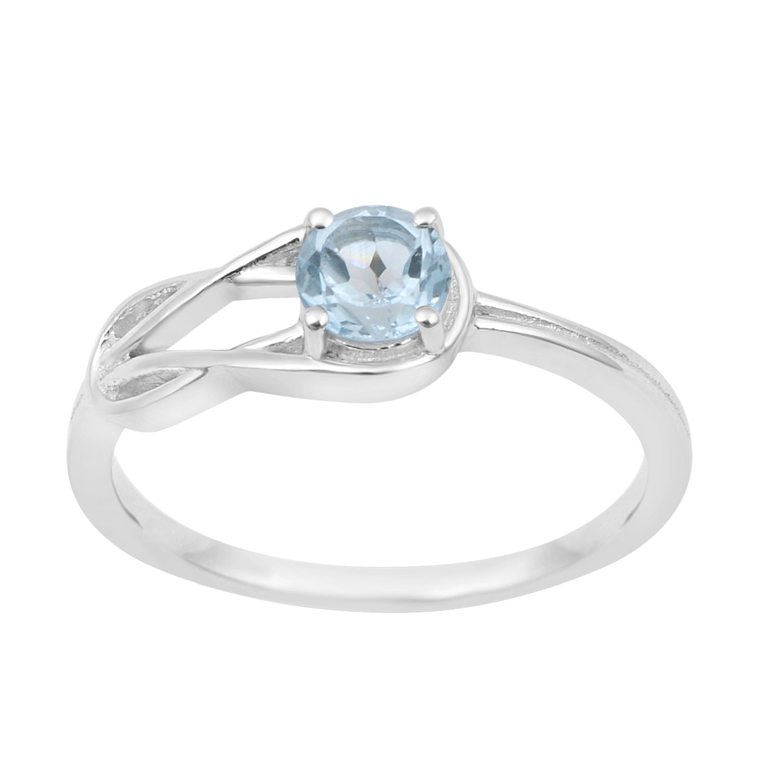 5 MM Round Blue Topaz Gemstone 925 Sterling Silver Triquetra Celtic Trinity Knot Ring - Kimaya INC
