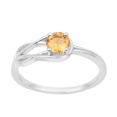 5 MM Round Citrine Gemstone 925 Sterling Silver Triquetra Celtic Trinity Knot Ring - Kimaya INC