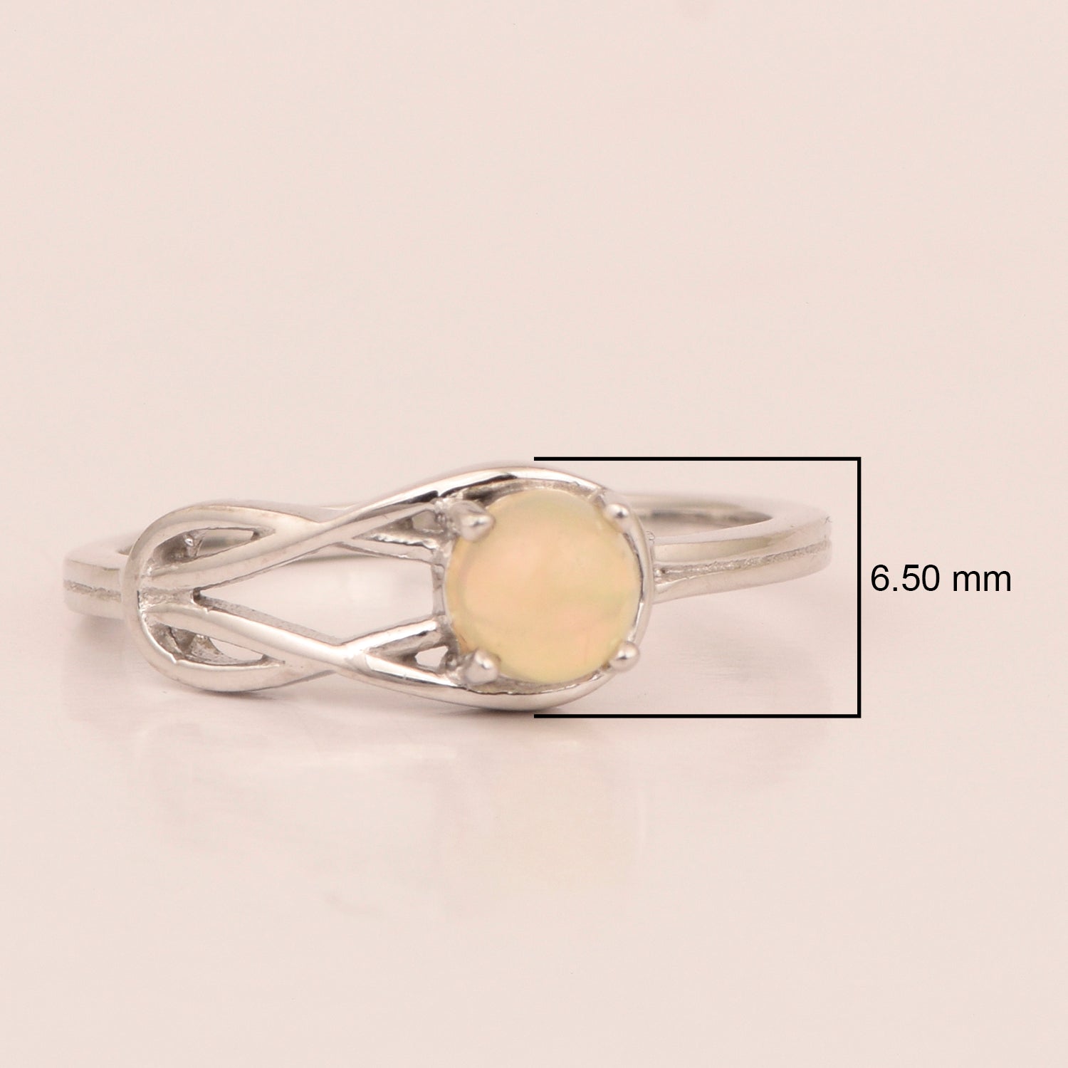 5 MM Round Opal Gemstone 925 Sterling Silver Triquetra Celtic Trinity Knot Ring - Kimaya INC
