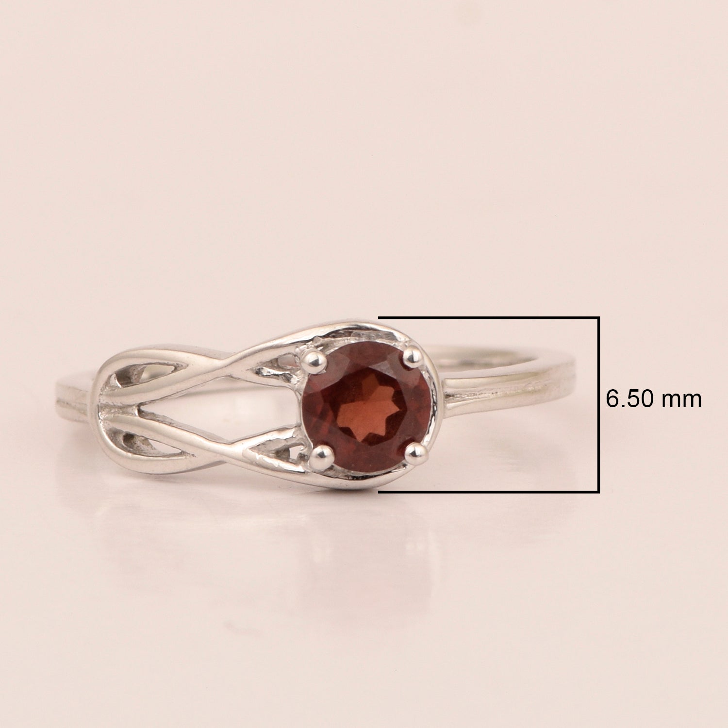 5 MM Round Garnet Gemstone 925 Sterling Silver Triquetra Celtic Trinity Knot Ring - Kimaya INC