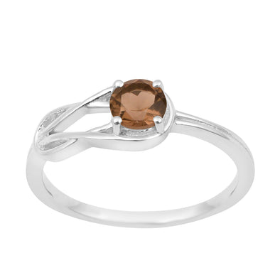 5 MM Round Smoky Quartz Gemstone 925 Sterling Silver Triquetra Celtic Trinity Knot Ring - Kimaya INC