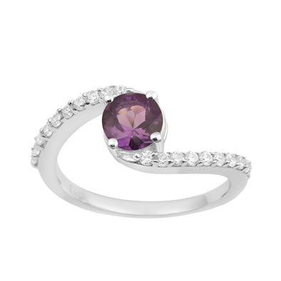 925 Sterling Silver Round 5mm Amethyst Women Wedding Ring - Kimaya INC