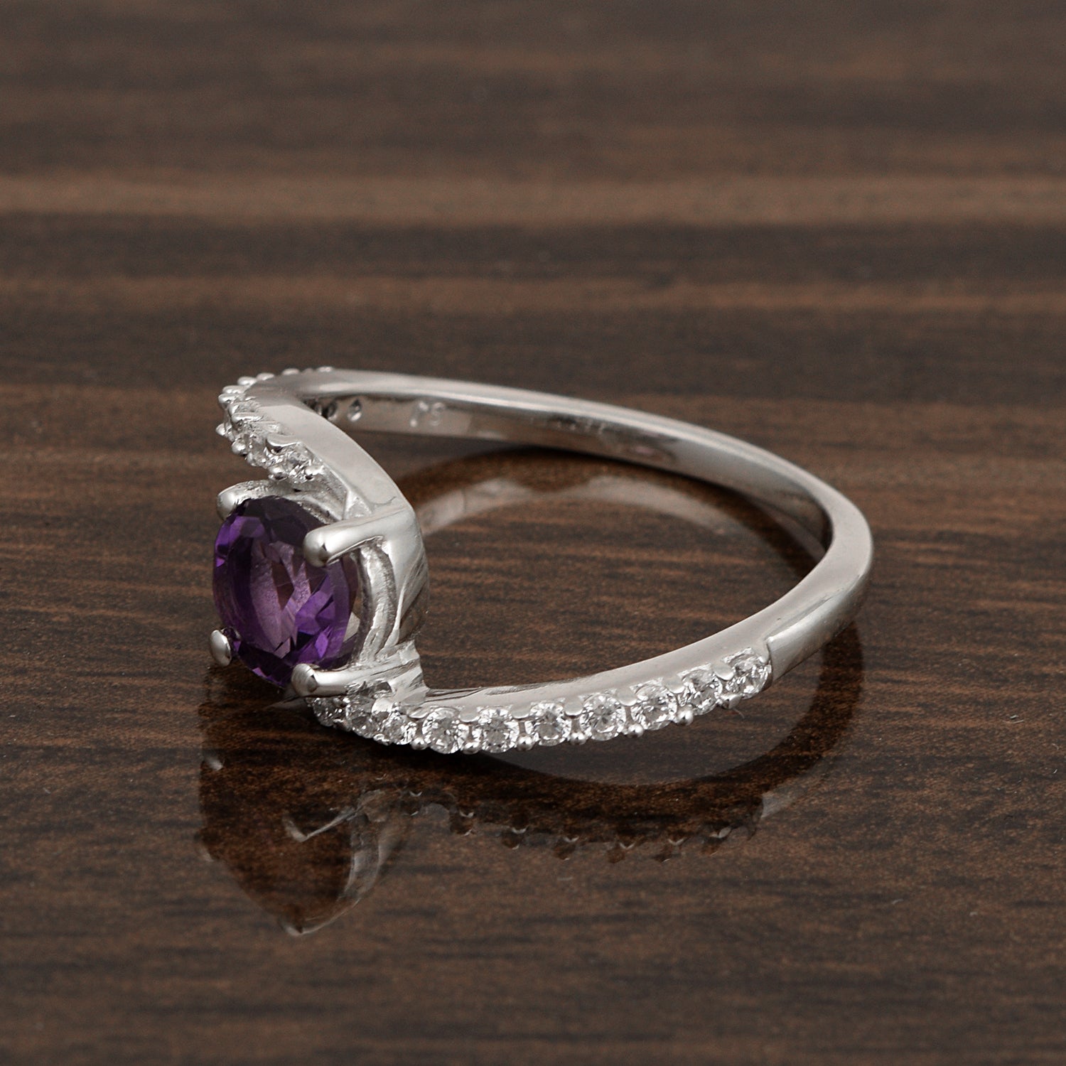925 Sterling Silver Round 5mm Amethyst Women Wedding Ring - Kimaya INC