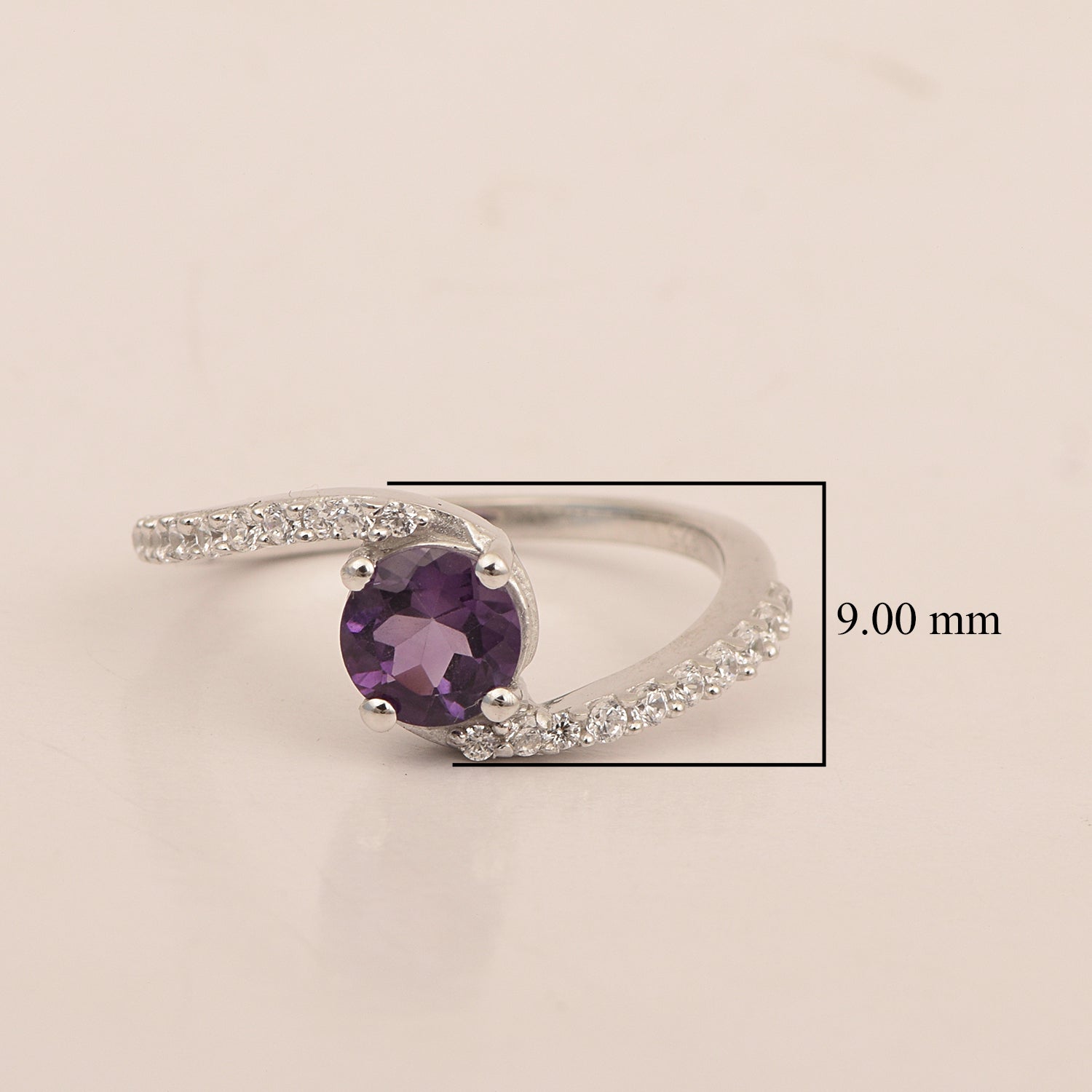 925 Sterling Silver Round 5mm Amethyst Women Wedding Ring - Kimaya INC