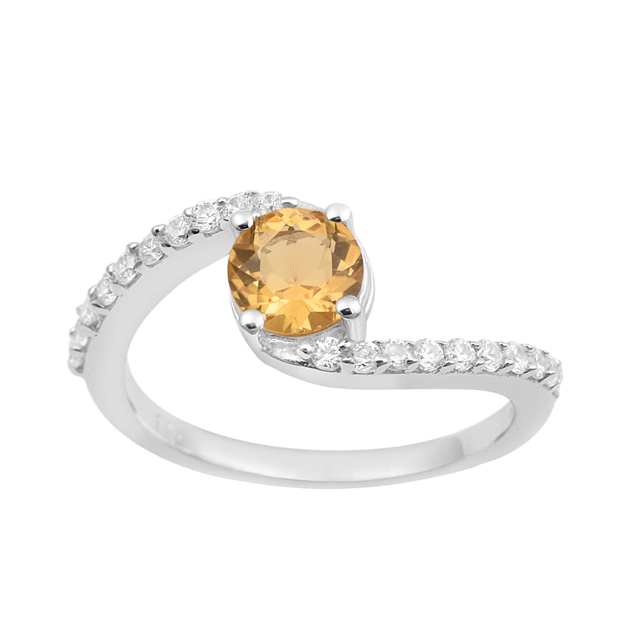 Citrine Bypass Accents Ring - Sterling Silver