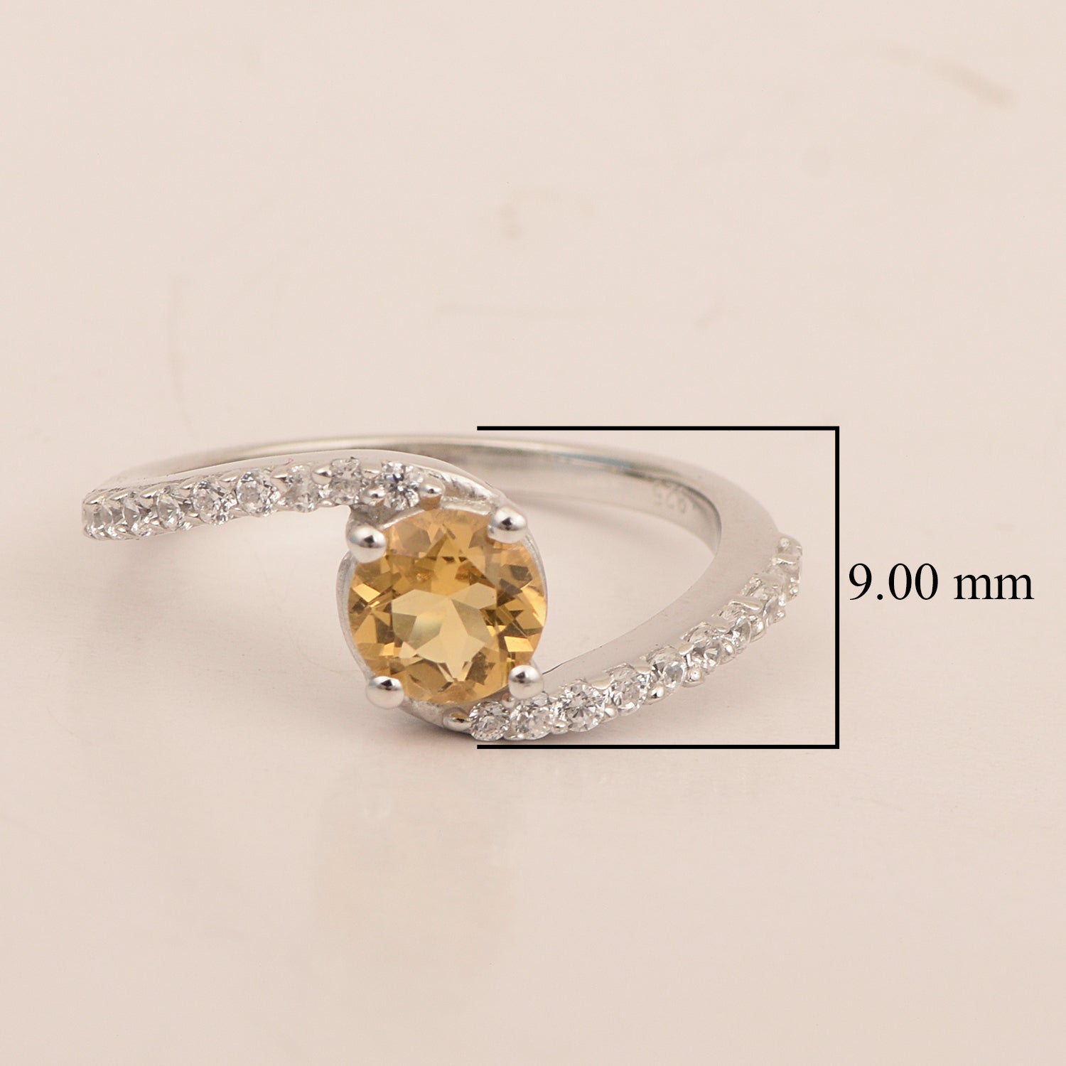 925 Sterling Silver Round 5mm Citrine Women Wedding Ring - Kimaya INC