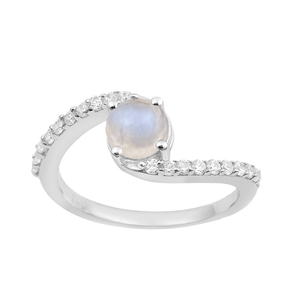 925 Sterling Silver Round 5mm Moonstone Women Wedding Ring - Kimaya INC