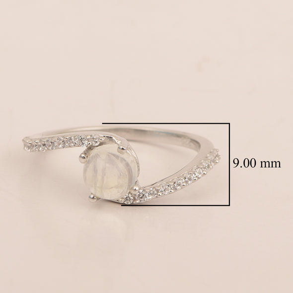 925 Sterling Silver Round 5mm Moonstone Women Wedding Ring - Kimaya INC
