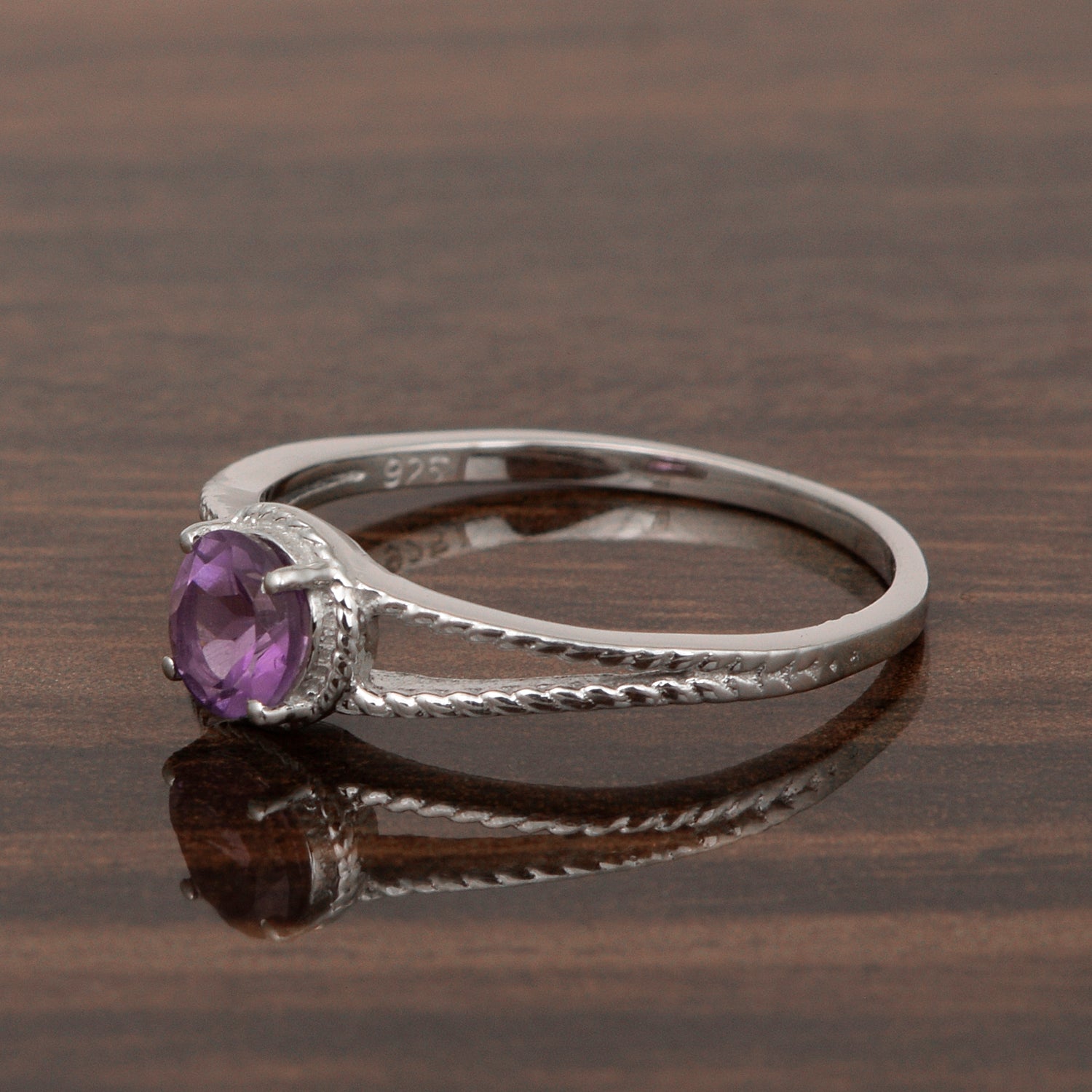 Dual Band 0.55 Ctw Amethyst 925 Sterling Silver Women Engagement Ring - Kimaya INC