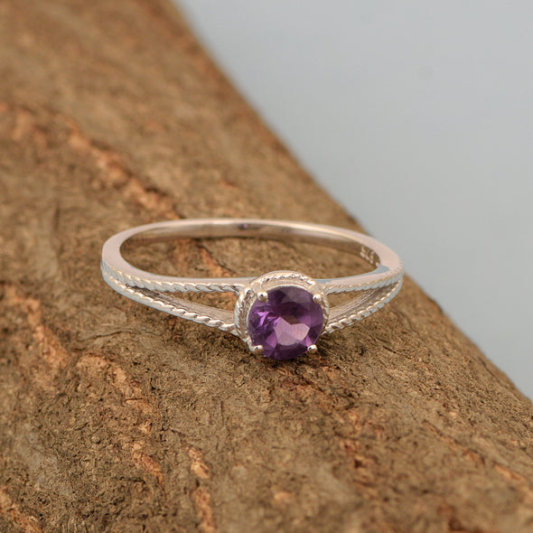 Dual Band 0.55 Ctw Amethyst 925 Sterling Silver Women Engagement Ring - Kimaya INC