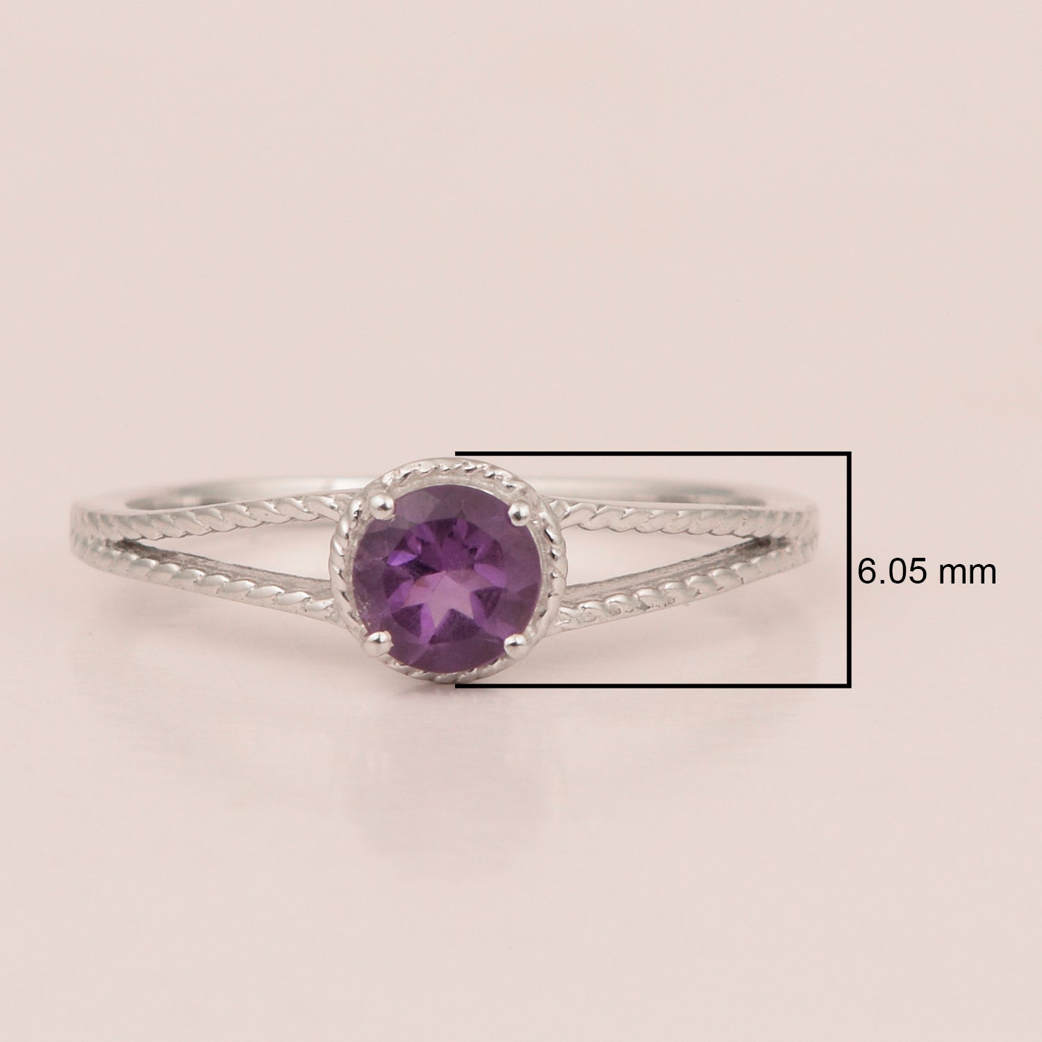Dual Band 0.55 Ctw Amethyst 925 Sterling Silver Women Engagement Ring - Kimaya INC