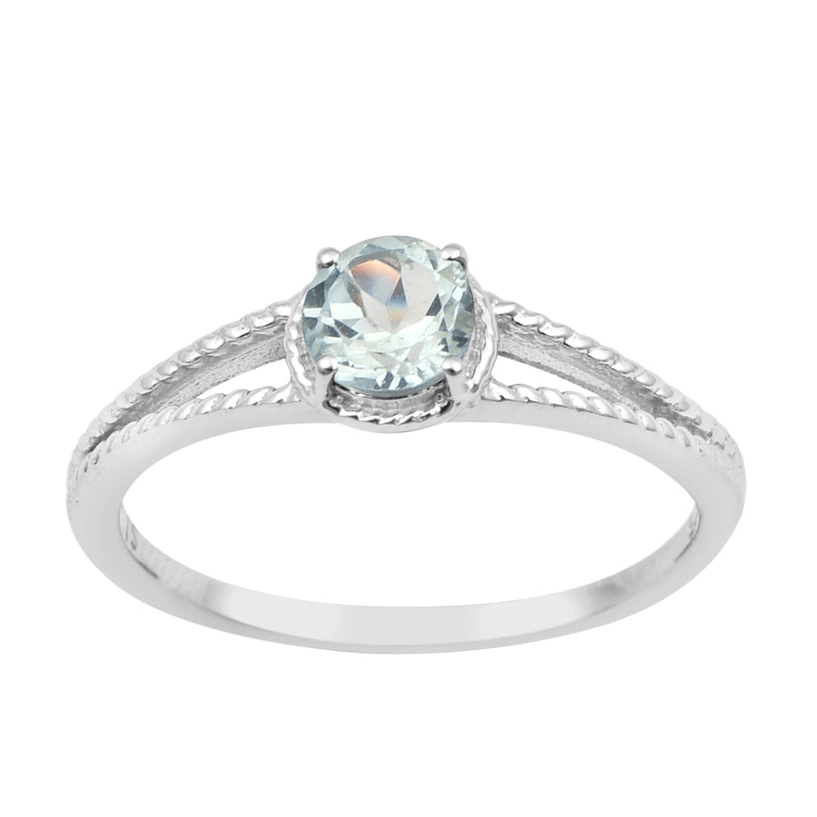 Blue Topaz Split Shank Ring -Sterling Silver