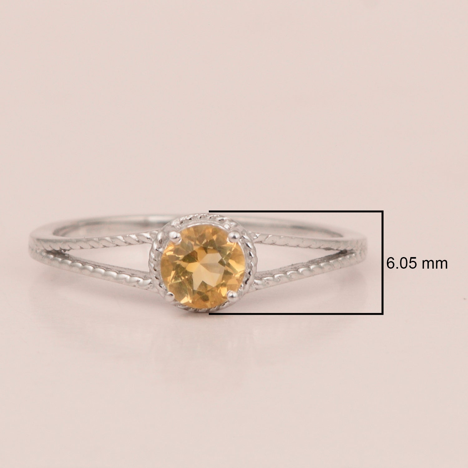 Dual Band 0.55 Ctw Citrine 925 Sterling Silver Women Engagement Ring - Kimaya INC