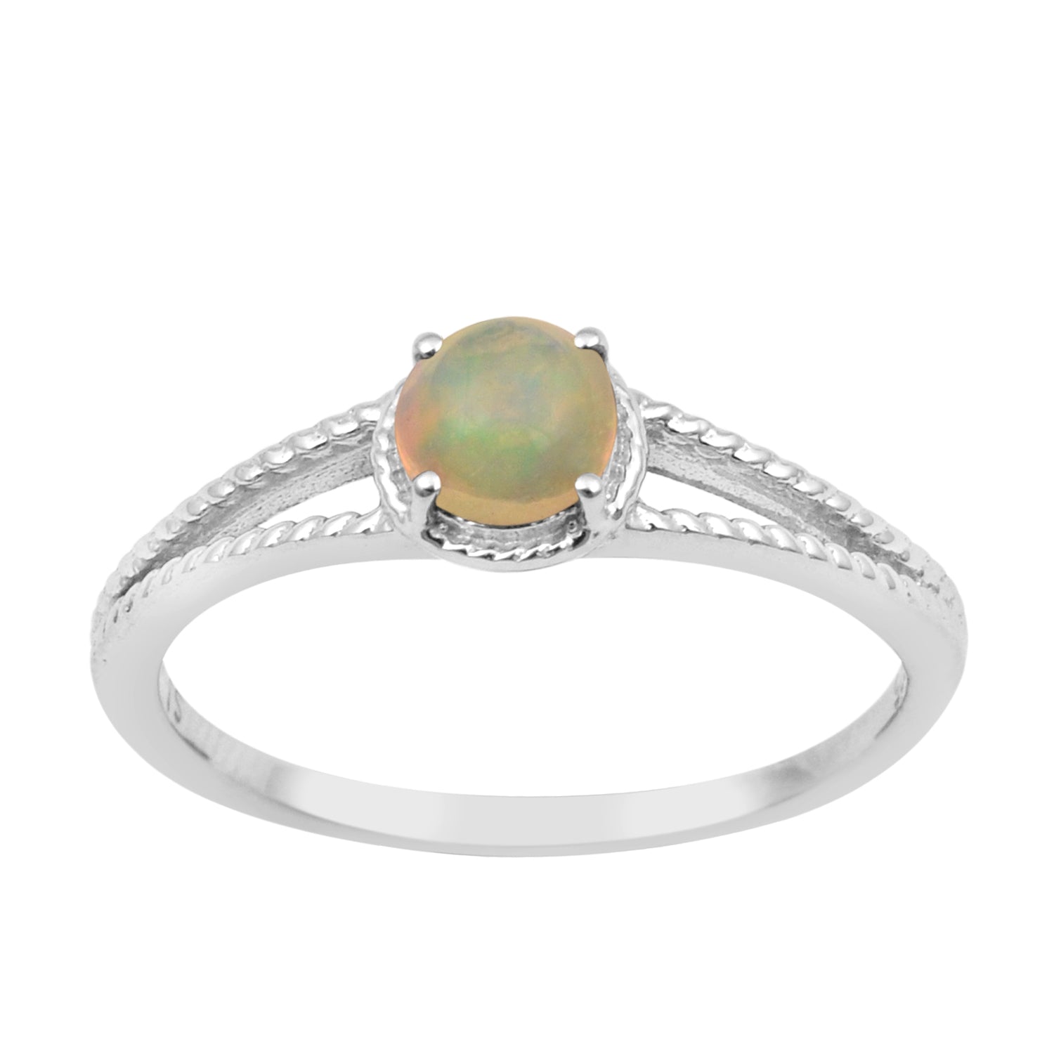 Dual Band 0.55 Ctw Opal 925 Sterling Silver Women Engagement Ring - Kimaya INC