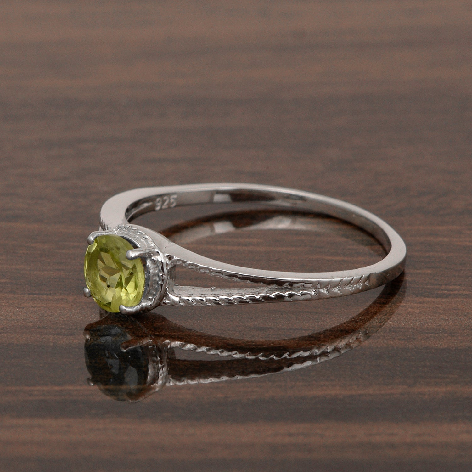 Dual Band 0.55 Ctw Peridot 925 Sterling Silver Women Engagement Ring - Kimaya INC