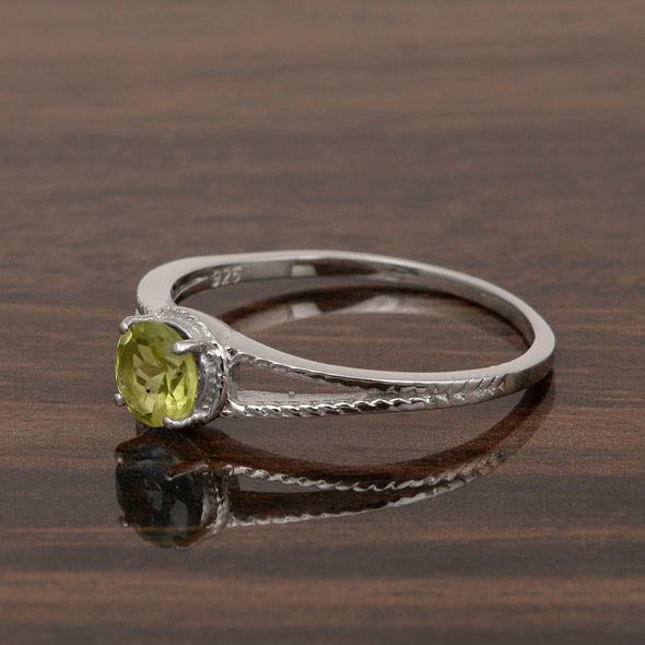 Dual Band 0.55 Ctw Peridot 925 Sterling Silver Women Engagement Ring - Kimaya INC
