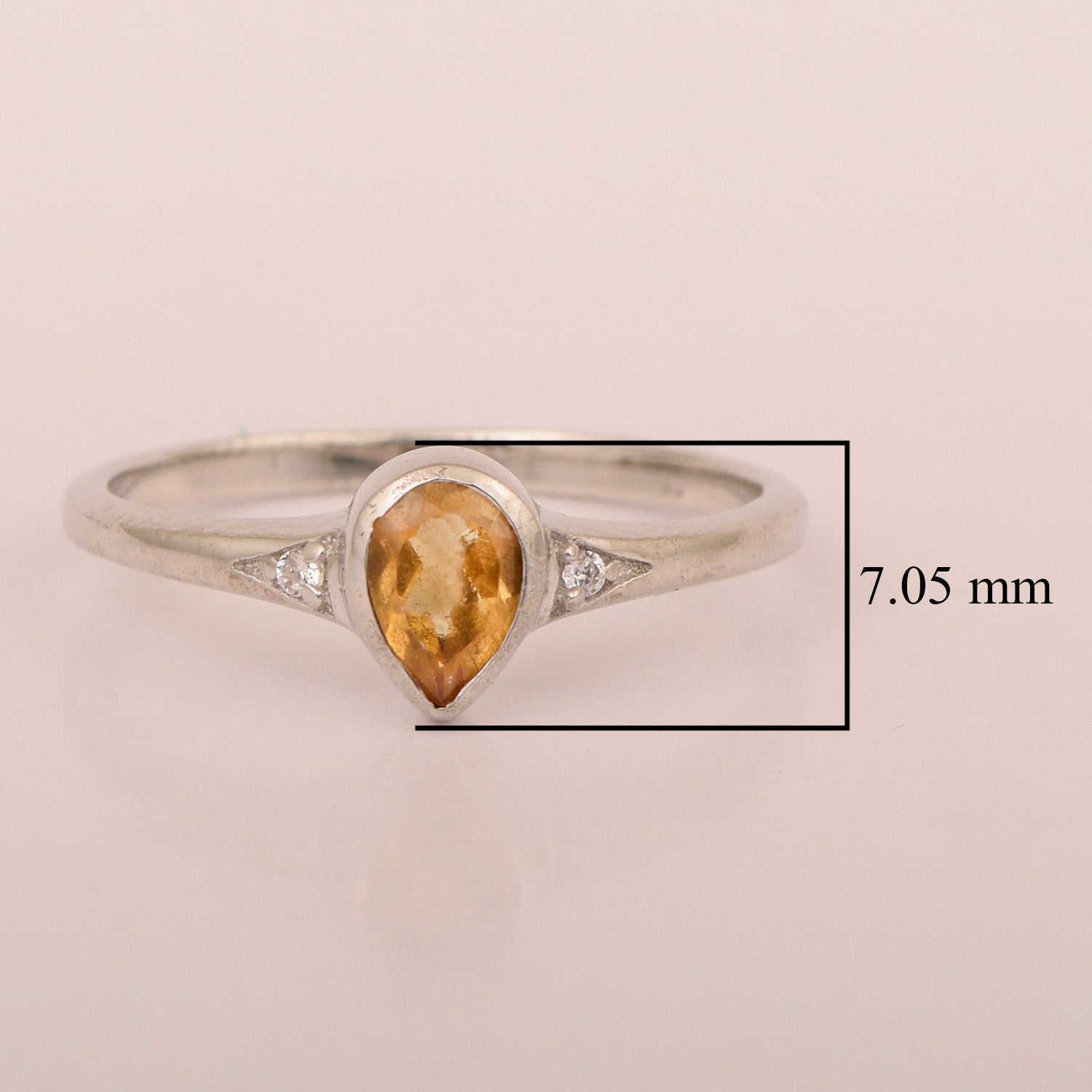 925 Sterling Silver Pear Shape 6X4MM Citrine Women Solitaire Ring - Kimaya INC