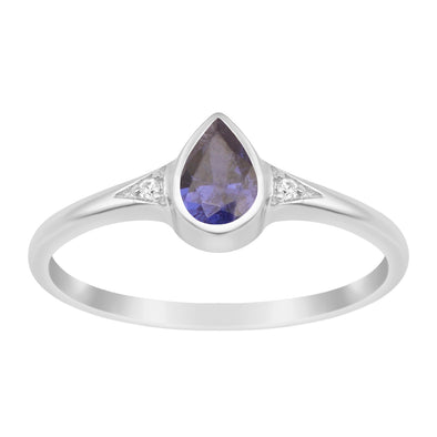 925 Sterling Silver Pear Shape 6X4MM Tanzanite Women Solitaire Ring - Kimaya INC