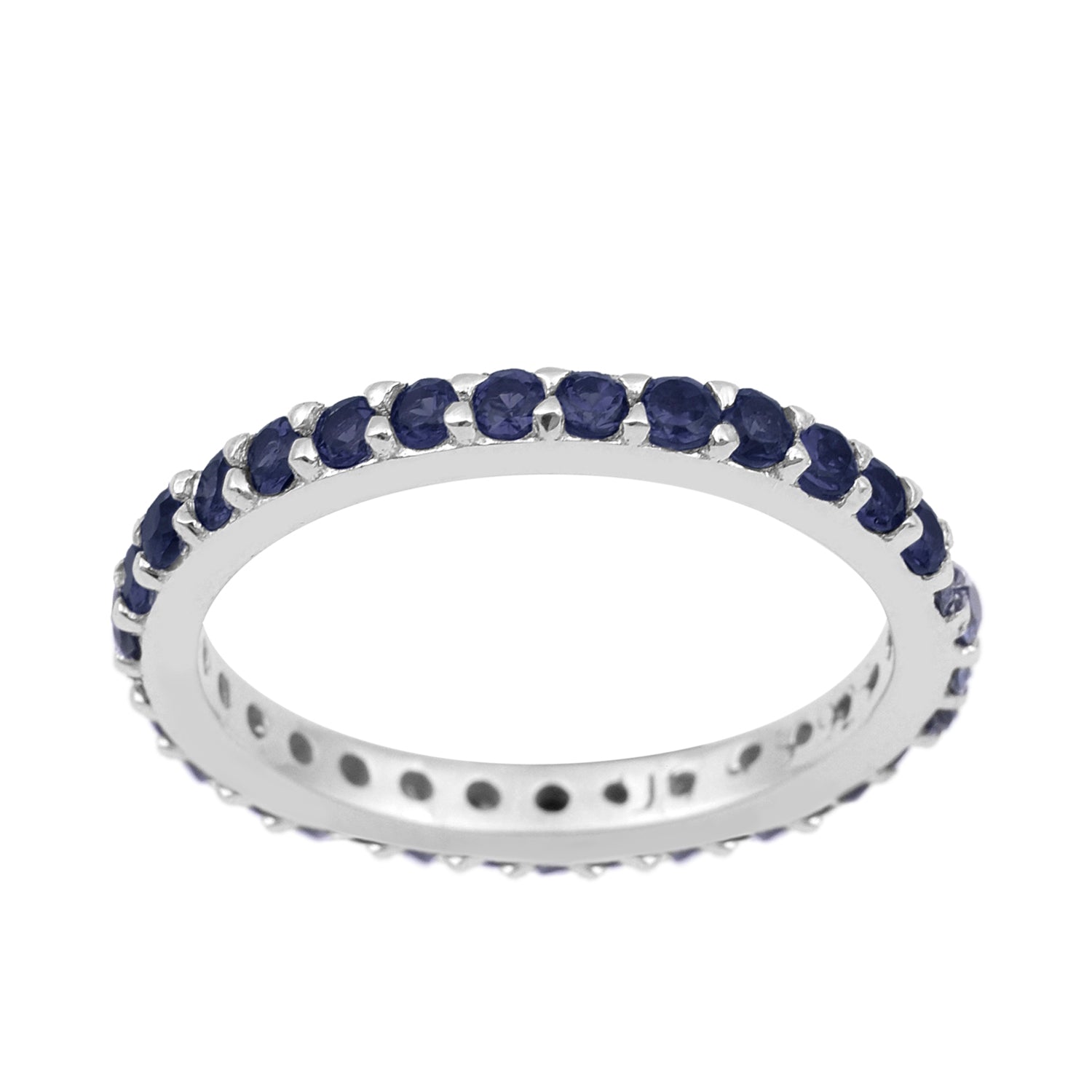 Eternity Band 925 Sterling Silver Round 2 MM Blue Sapphire Ring - Kimaya INC