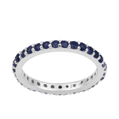 Eternity Band 925 Sterling Silver Round 2 MM Blue Sapphire Ring - Kimaya INC