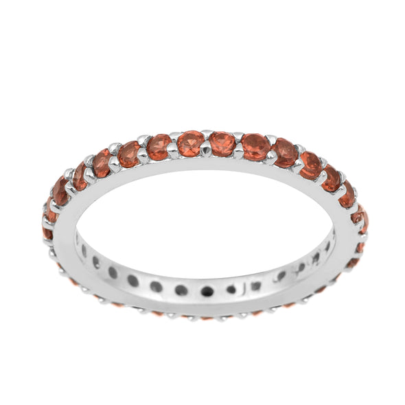 Eternity Band 925 Sterling Silver Round 2 MM Garnet Ring - Kimaya INC