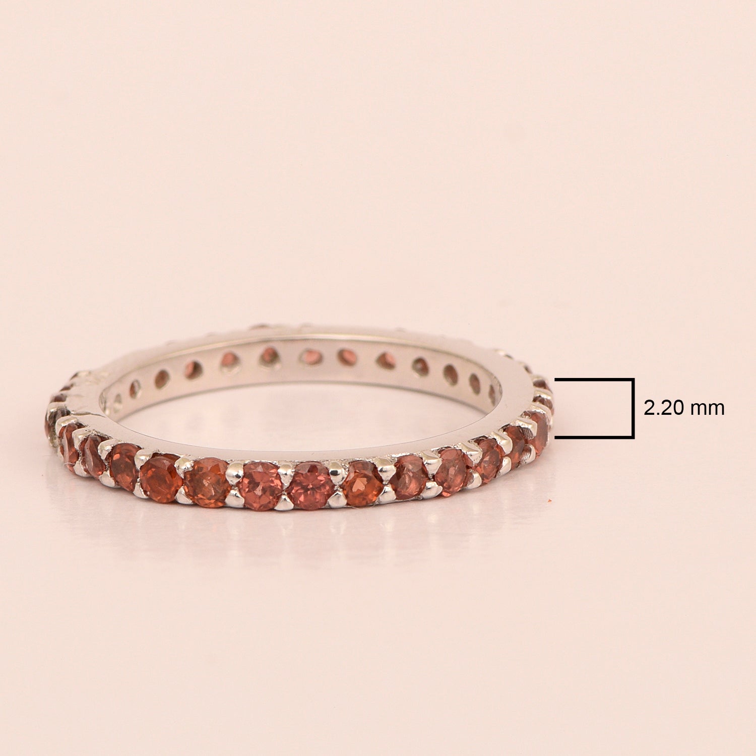 Eternity Band 925 Sterling Silver Round 2 MM Garnet Ring - Kimaya INC