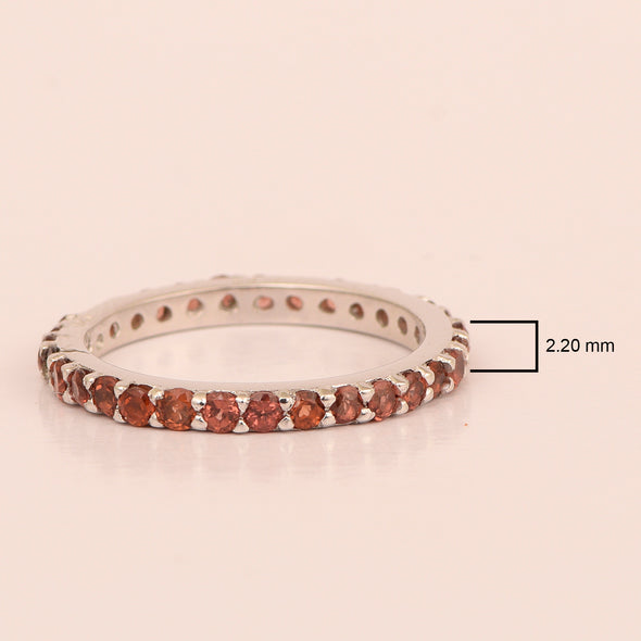 Eternity Band 925 Sterling Silver Round 2 MM Garnet Ring - Kimaya INC