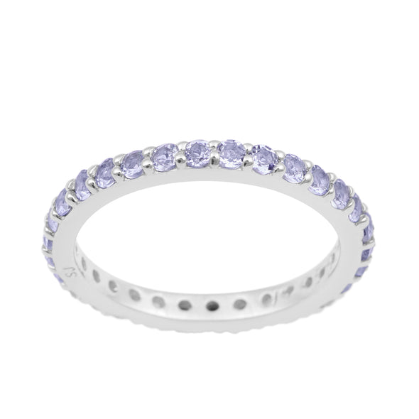 Eternity Band 925 Sterling Silver Round 2 MM Tanzanite Ring - Kimaya INC
