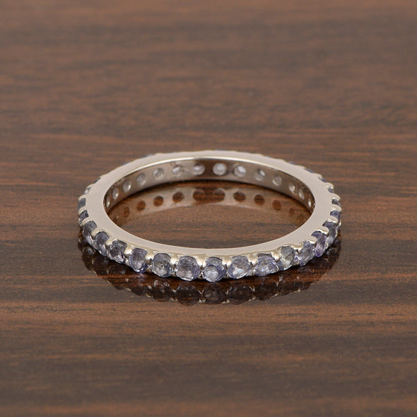 Eternity Band 925 Sterling Silver Round 2 MM Tanzanite Ring - Kimaya INC
