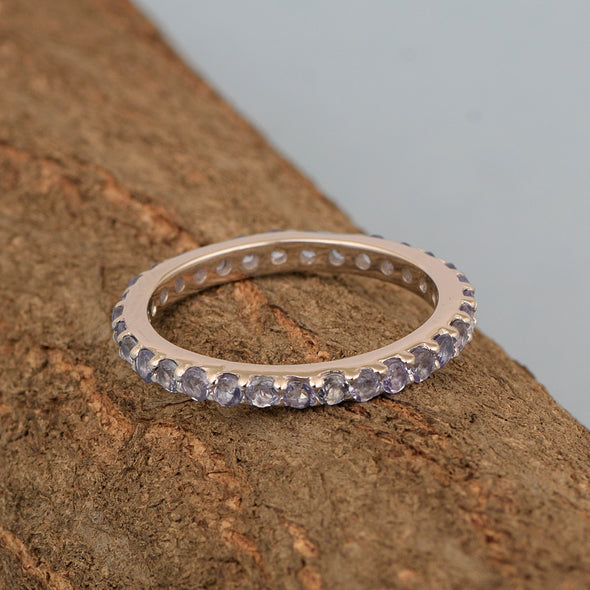 Eternity Band 925 Sterling Silver Round 2 MM Tanzanite Ring - Kimaya INC
