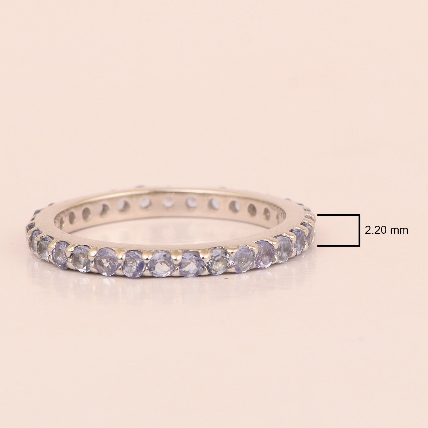Eternity Band 925 Sterling Silver Round 2 MM Tanzanite Ring - Kimaya INC