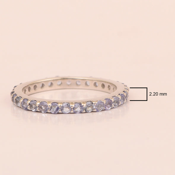 Eternity Band 925 Sterling Silver Round 2 MM Tanzanite Ring - Kimaya INC