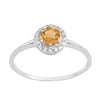 925 Sterling Silver Round 5MM Citrine Solitaire Accents Ring - Kimaya INC