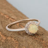925 Sterling Silver Round 5MM Opal Solitaire Accents Ring - Kimaya INC