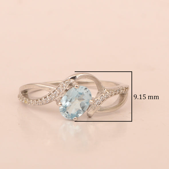 925 Sterling Silver Oval 7X5MM Blue Topaz Birthstone Rings - Kimaya INC