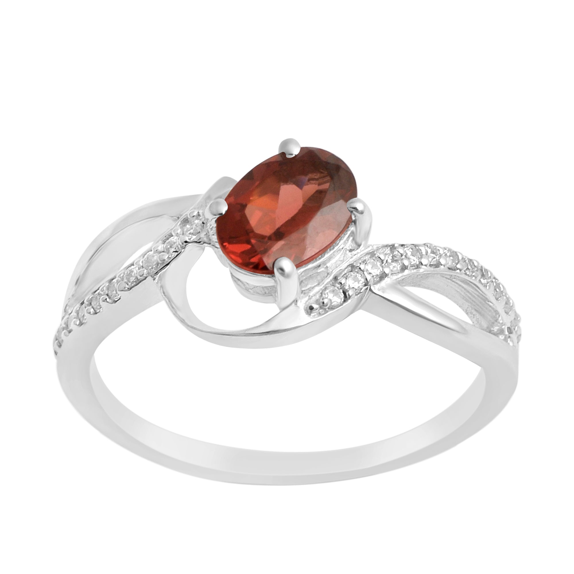 925 Sterling Silver Oval 7X5MM Garnet Birthstone Rings - Kimaya INC