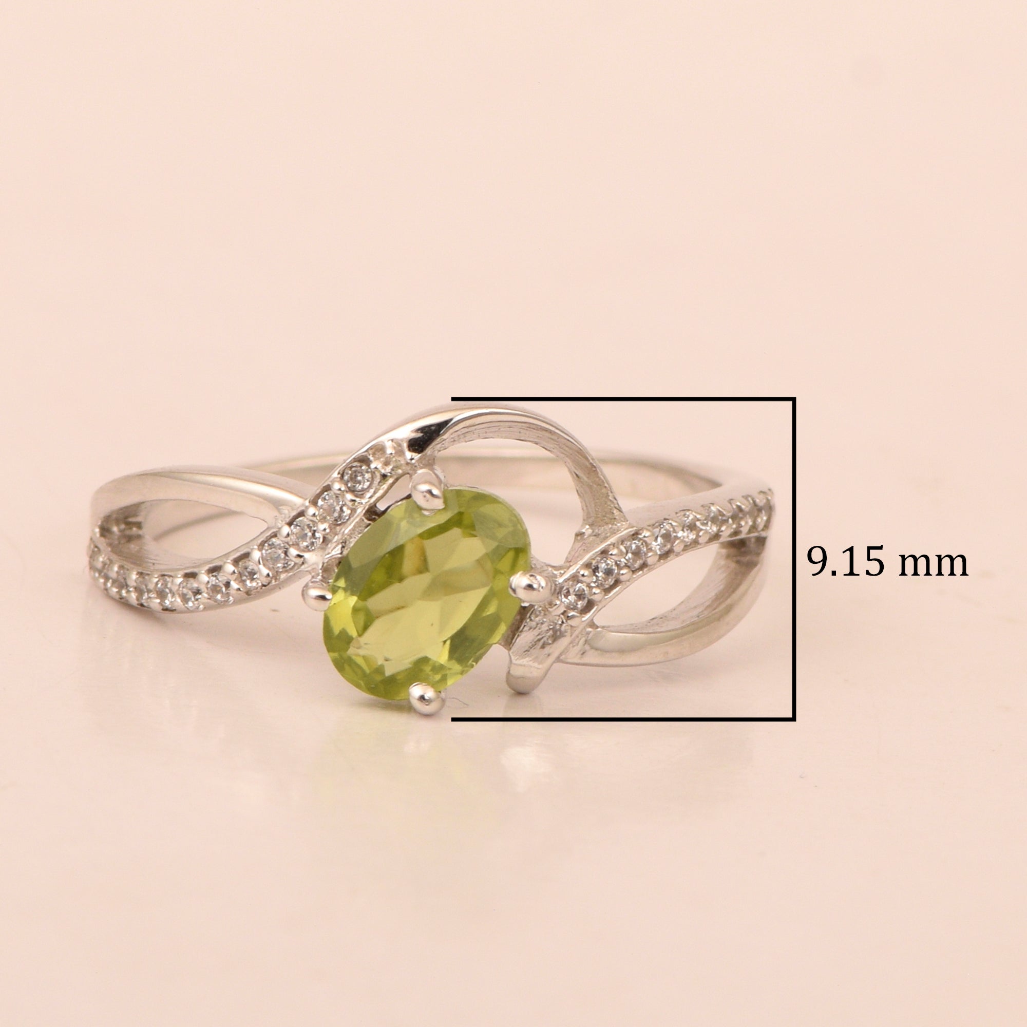 925 Sterling Silver Oval 7X5MM Peridot Birthstone Rings - Kimaya INC