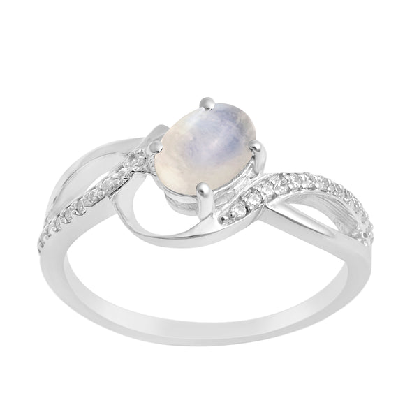 925 Sterling Silver Oval 7X5MM Moonstone Birthstone Rings - Kimaya INC