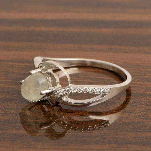 925 Sterling Silver Oval 7X5MM Moonstone Birthstone Rings - Kimaya INC