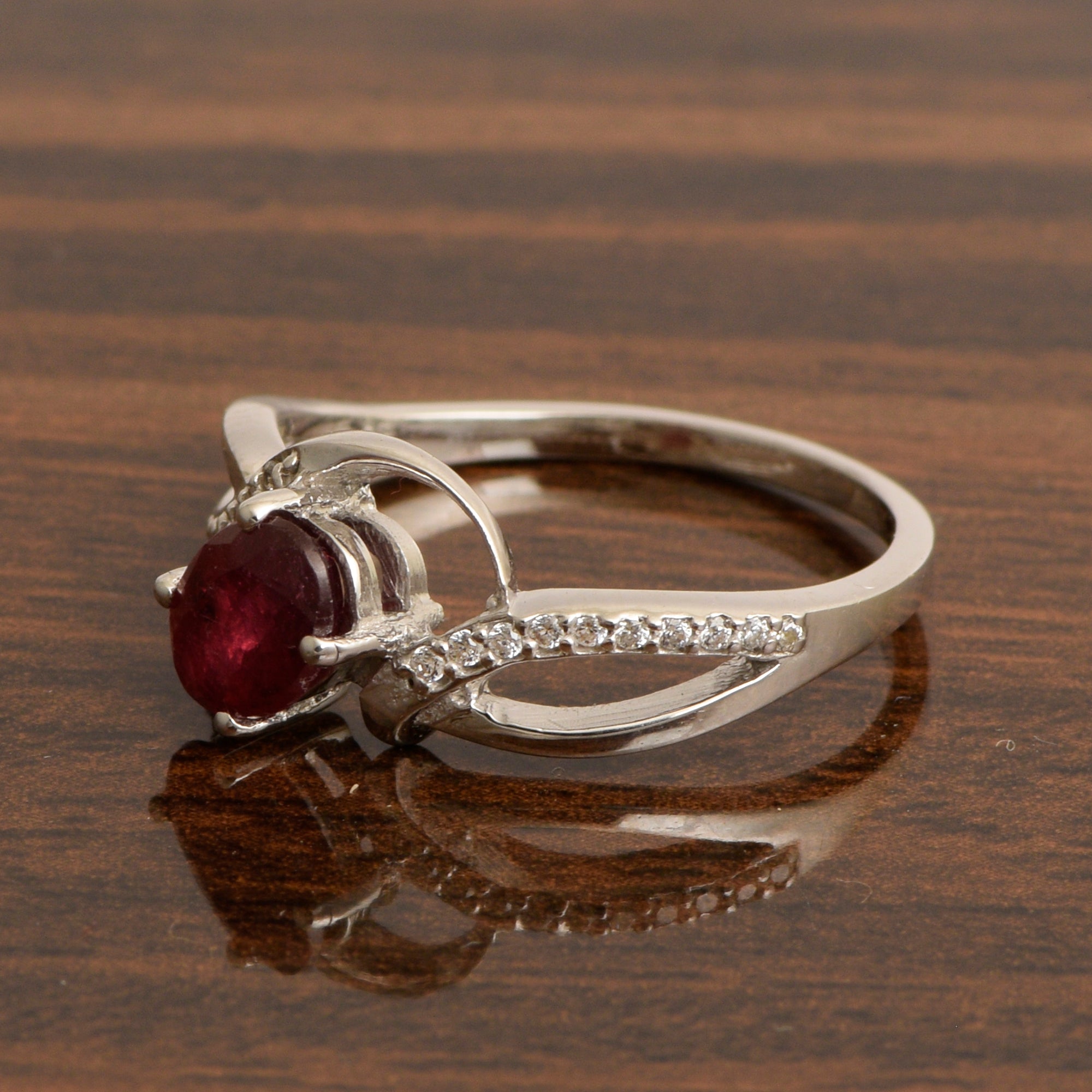 925 Sterling Silver Oval 7X5MM Ruby Birthstone Rings - Kimaya INC