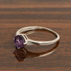 Solitaire Round Amethyst 925 Sterling Silver Women Engagement Ring - Kimaya INC