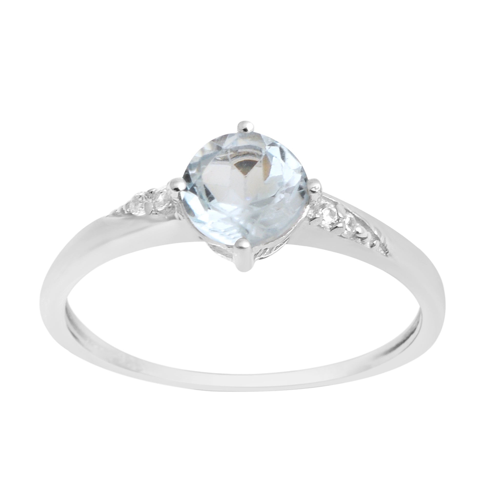 Solitaire Round Blue Topaz 925 Sterling Silver Women Engagement Ring - Kimaya INC