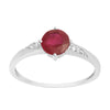 Solitaire Round Ruby 925 Sterling Silver Women Engagement Ring - Kimaya INC