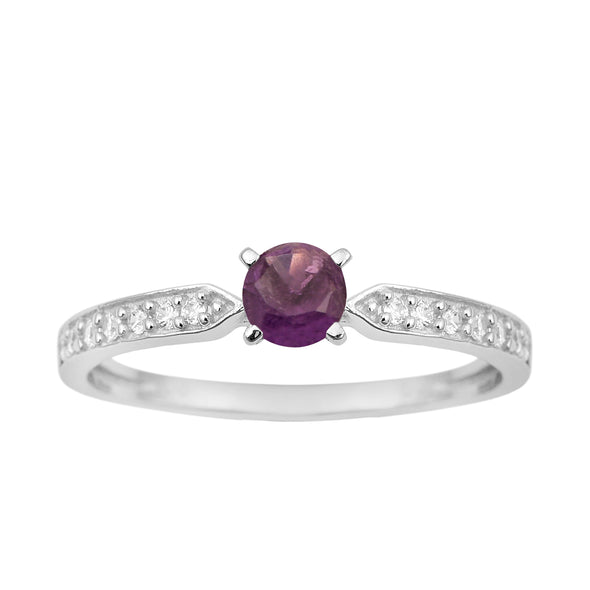 0.50 Ctw Round Cut Amethyst Solitaire Accent 925 Sterling Silver Wedding Ring - Kimaya INC